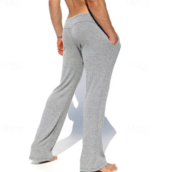 Best OUKU Men's Sweatpants Trousers Casual Pants Knit Pants Drawstring Elastic Waist Plain Comfort Soft Full Length Yoga Daily Gym Sports Athleisure Light Grey Dark Gray Micro-elastic