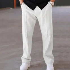 OUKU Men's Sweatpants Trousers Drawstring Elastic Waist Straight Leg Plain Comfort Sports Outdoor Daily Fashion Casual ArmyGreen Black Micro-elastic
