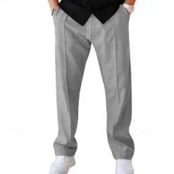 OUKU Men's Sweatpants Trousers Drawstring Elastic Waist Straight Leg Plain Comfort Sports Outdoor Daily Fashion Casual ArmyGreen Black Micro-elastic