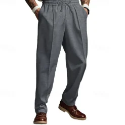 Hot OUKU Men's Sweatpants Trousers Casual Pants Pleated Pants Pocket Drawstring Elastic Waist Plain Comfort Soft Full Length Sports Outdoor Business Daily Fashion Streetwear Black White