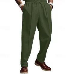 Hot OUKU Men's Sweatpants Trousers Casual Pants Pleated Pants Pocket Drawstring Elastic Waist Plain Comfort Soft Full Length Sports Outdoor Business Daily Fashion Streetwear Black White