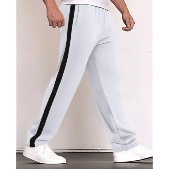 Online OUKU Men's Sweatpants Wide Leg Sweatpants Trousers Pocket Drawstring Elastic Waist Color Block Comfort Sports Outdoor Daily Fashion Casual Black White Micro-elastic