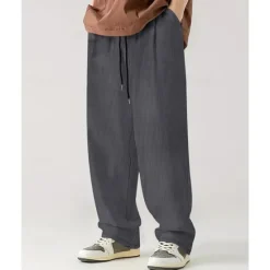 Clearance OUKU Men's Sweatpants Wide Leg Sweatpants Corduroy Pants Trousers Pocket Drawstring Elastic Waist Plain Comfort Sports Outdoor Daily Fashion Casual Black White Micro-elastic