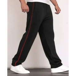 Discount OUKU Men's Sweatpants Wide Leg Sweatpants Trousers Patchwork Pocket Drawstring Color Block Comfort Sports Outdoor Daily Fashion Casual Black Red Micro-elastic
