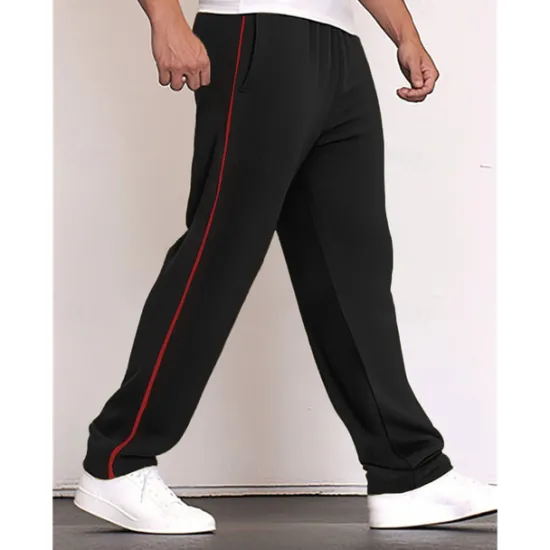 Discount OUKU Men's Sweatpants Wide Leg Sweatpants Trousers Patchwork Pocket Drawstring Color Block Comfort Sports Outdoor Daily Fashion Casual Black Red Micro-elastic