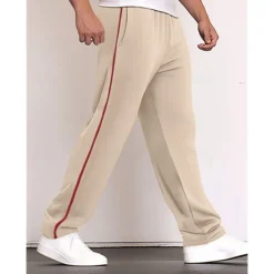 Discount OUKU Men's Sweatpants Wide Leg Sweatpants Trousers Patchwork Pocket Drawstring Color Block Comfort Sports Outdoor Daily Fashion Casual Black Red Micro-elastic