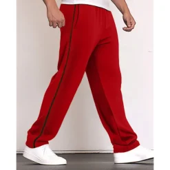 Discount OUKU Men's Sweatpants Wide Leg Sweatpants Trousers Patchwork Pocket Drawstring Color Block Comfort Sports Outdoor Daily Fashion Casual Black Red Micro-elastic