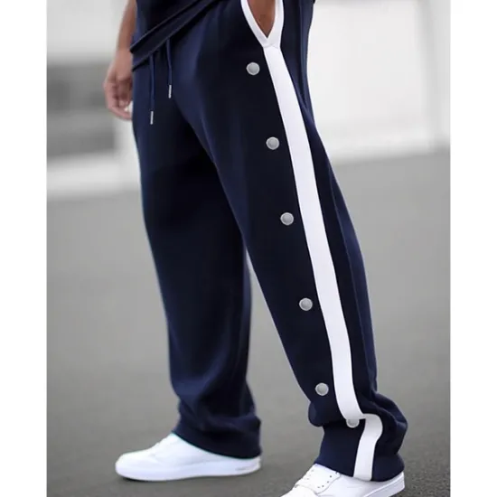 Hot OUKU Men's Sweatpants Wide Leg Sweatpants Joggers Trousers Straight Leg Sweatpants Drawstring Elastic Waist Side Button Plain Comfort Breathable Outdoor Daily Going out Fashion Casual Black White