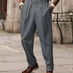 Sale OUKU Men's Sweatpants Wide Leg Sweatpants Trousers Pocket Drawstring Elastic Waist Plain Comfort Sports Outdoor Daily Fashion Casual ArmyGreen Black Micro-elastic