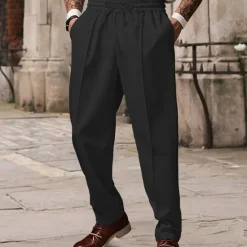 Sale OUKU Men's Sweatpants Wide Leg Sweatpants Trousers Pocket Drawstring Elastic Waist Plain Comfort Sports Outdoor Daily Fashion Casual ArmyGreen Black Micro-elastic