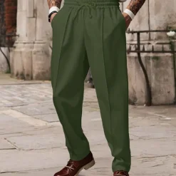 Sale OUKU Men's Sweatpants Wide Leg Sweatpants Trousers Pocket Drawstring Elastic Waist Plain Comfort Sports Outdoor Daily Fashion Casual ArmyGreen Black Micro-elastic