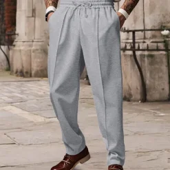 Sale OUKU Men's Sweatpants Wide Leg Sweatpants Trousers Pocket Drawstring Elastic Waist Plain Comfort Sports Outdoor Daily Fashion Casual ArmyGreen Black Micro-elastic
