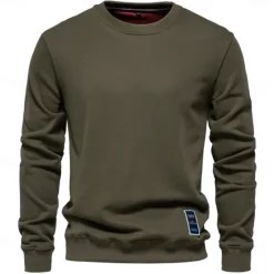 Best OUKU Men's Sweatshirt Black Army Green Red Navy Blue Blue Crew Neck Plain Sports & Outdoor Daily Holiday Streetwear Cool Casual Spring & Fall Clothing Apparel Hoodies Sweatshirts