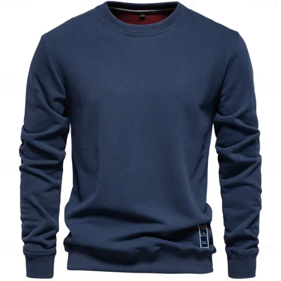 Best OUKU Men's Sweatshirt Black Army Green Red Navy Blue Blue Crew Neck Plain Sports & Outdoor Daily Holiday Streetwear Cool Casual Spring & Fall Clothing Apparel Hoodies Sweatshirts