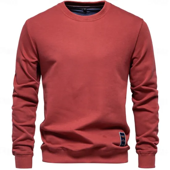 Best OUKU Men's Sweatshirt Black Army Green Red Navy Blue Blue Crew Neck Plain Sports & Outdoor Daily Holiday Streetwear Cool Casual Spring & Fall Clothing Apparel Hoodies Sweatshirts