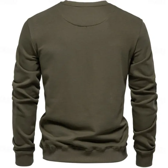 Best OUKU Men's Sweatshirt Black Army Green Red Navy Blue Blue Crew Neck Plain Sports & Outdoor Daily Holiday Streetwear Cool Casual Spring & Fall Clothing Apparel Hoodies Sweatshirts