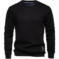 Best OUKU Men's Sweatshirt Black Army Green Red Navy Blue Blue Crew Neck Plain Sports & Outdoor Daily Holiday Streetwear Cool Casual Spring & Fall Clothing Apparel Hoodies Sweatshirts