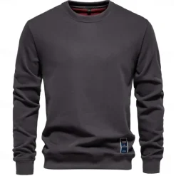 Best OUKU Men's Sweatshirt Black Army Green Red Navy Blue Blue Crew Neck Plain Sports & Outdoor Daily Holiday Streetwear Cool Casual Spring & Fall Clothing Apparel Hoodies Sweatshirts
