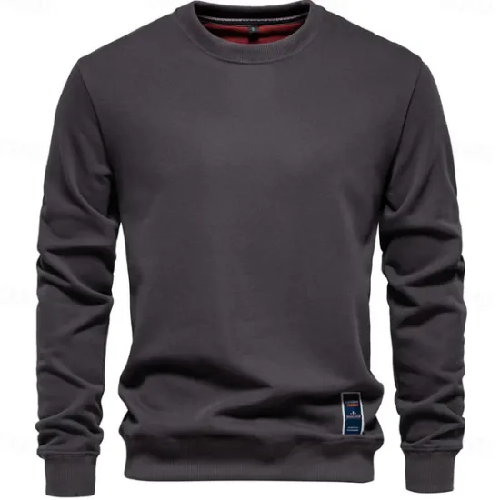 Best OUKU Men's Sweatshirt Black Army Green Red Navy Blue Blue Crew Neck Plain Sports & Outdoor Daily Holiday Streetwear Cool Casual Spring & Fall Clothing Apparel Hoodies Sweatshirts