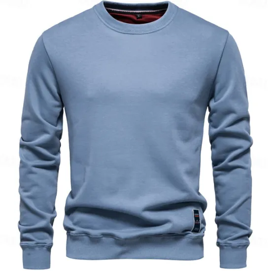 Best OUKU Men's Sweatshirt Black Army Green Red Navy Blue Blue Crew Neck Plain Sports & Outdoor Daily Holiday Streetwear Cool Casual Spring & Fall Clothing Apparel Hoodies Sweatshirts