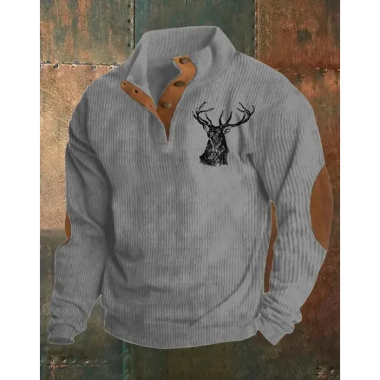 Sale OUKU Men's Sweatshirt Black Blue Brown Khaki Light Grey Standing Collar Graphic Print Patchwork Daily Holiday Going out Polyester Streetwear Casual Fall Winter Clothing Apparel Hoodies Sweatshirts Long