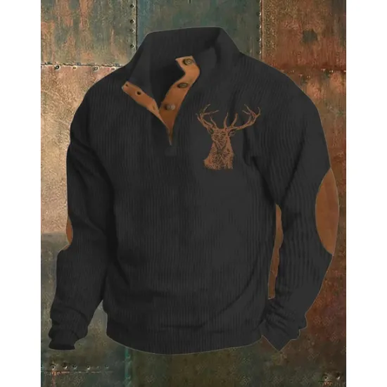 Sale OUKU Men's Sweatshirt Black Blue Brown Khaki Light Grey Standing Collar Graphic Print Patchwork Daily Holiday Going out Polyester Streetwear Casual Fall Winter Clothing Apparel Hoodies Sweatshirts Long