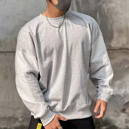 Outlet OUKU Men's Sweatshirt Black Brown Khaki Gray Crew Neck Plain Sports & Outdoor Daily Holiday Cotton Streetwear Basic Casual Spring & Fall Clothing Apparel Hoodies Sweatshirts Long Sleeve