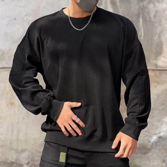 Outlet OUKU Men's Sweatshirt Black Brown Khaki Gray Crew Neck Plain Sports & Outdoor Daily Holiday Cotton Streetwear Basic Casual Spring & Fall Clothing Apparel Hoodies Sweatshirts Long Sleeve