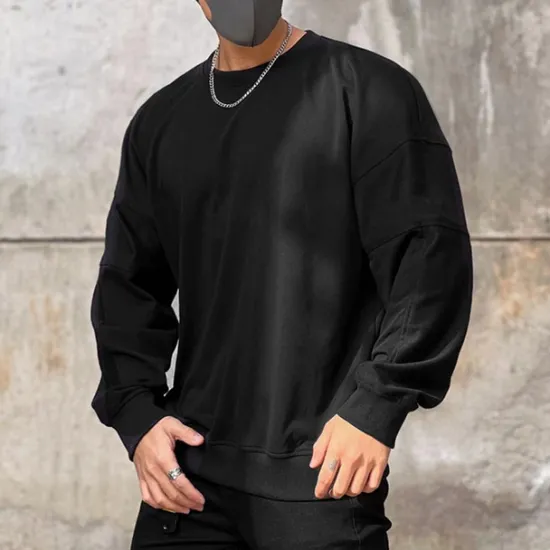 Outlet OUKU Men's Sweatshirt Black Brown Khaki Gray Crew Neck Plain Sports & Outdoor Daily Holiday Cotton Streetwear Basic Casual Spring & Fall Clothing Apparel Hoodies Sweatshirts Long Sleeve