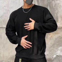 Outlet OUKU Men's Sweatshirt Black Brown Khaki Gray Crew Neck Plain Sports & Outdoor Daily Holiday Cotton Streetwear Basic Casual Spring & Fall Clothing Apparel Hoodies Sweatshirts Long Sleeve