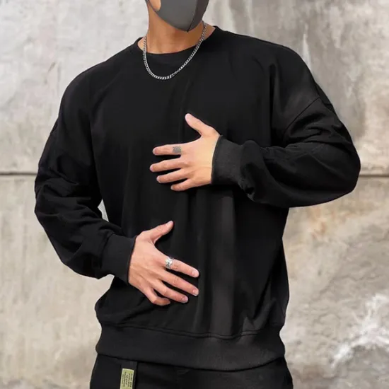 Outlet OUKU Men's Sweatshirt Black Brown Khaki Gray Crew Neck Plain Sports & Outdoor Daily Holiday Cotton Streetwear Basic Casual Spring & Fall Clothing Apparel Hoodies Sweatshirts Long Sleeve