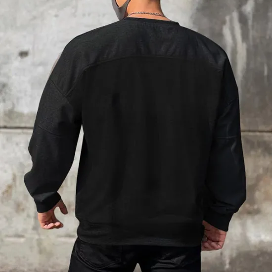 Outlet OUKU Men's Sweatshirt Black Brown Khaki Gray Crew Neck Plain Sports & Outdoor Daily Holiday Cotton Streetwear Basic Casual Spring & Fall Clothing Apparel Hoodies Sweatshirts Long Sleeve