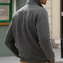 New OUKU Men's Sweatshirt Black White Dark Green Light Grey Dark Gray Standing Collar Color Block Jacquard Patchwork Pocket Ribbed Sports & Outdoor Daily Holiday Polyester Textured Streetwear Basic Casual