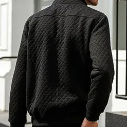 New OUKU Men's Sweatshirt Black White Dark Green Light Grey Dark Gray Standing Collar Color Block Jacquard Patchwork Pocket Ribbed Sports & Outdoor Daily Holiday Polyester Textured Streetwear Basic Casual
