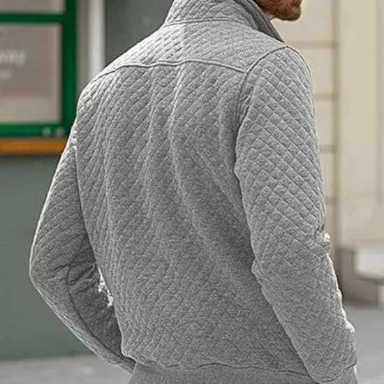 New OUKU Men's Sweatshirt Black White Dark Green Light Grey Dark Gray Standing Collar Color Block Jacquard Patchwork Pocket Ribbed Sports & Outdoor Daily Holiday Polyester Textured Streetwear Basic Casual