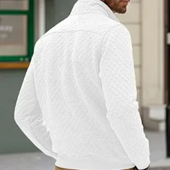 New OUKU Men's Sweatshirt Black White Dark Green Light Grey Dark Gray Standing Collar Color Block Jacquard Patchwork Pocket Ribbed Sports & Outdoor Daily Holiday Polyester Textured Streetwear Basic Casual