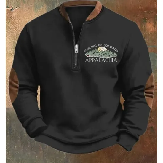 Discount OUKU Men's Sweatshirt Black White Brown Green Gray Half Zip Graphic Print Patchwork Daily Holiday Going out Polyester Streetwear Casual Fall Winter Clothing Apparel Hoodies Sweatshirts Long Sleeve