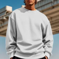 Discount OUKU Men's Sweatshirt Black White Yellow Red Navy Blue Crew Neck Plain Patchwork Sports & Outdoor Daily Holiday Polyester Streetwear Basic Casual Spring & Fall Clothing Apparel Hoodies Sweatshirts Long