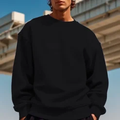 Discount OUKU Men's Sweatshirt Black White Yellow Red Navy Blue Crew Neck Plain Patchwork Sports & Outdoor Daily Holiday Polyester Streetwear Basic Casual Spring & Fall Clothing Apparel Hoodies Sweatshirts Long