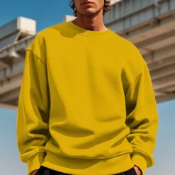 Discount OUKU Men's Sweatshirt Black White Yellow Red Navy Blue Crew Neck Plain Patchwork Sports & Outdoor Daily Holiday Polyester Streetwear Basic Casual Spring & Fall Clothing Apparel Hoodies Sweatshirts Long