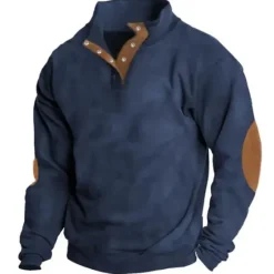 Outlet OUKU Men's Sweatshirt Black White Navy Blue Blue Green Standing Collar Color Block Patchwork Sports & Outdoor Daily Holiday Polyester Vintage Basic Casual Spring & Fall Clothing Apparel Hoodies