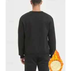 Best OUKU Men's Sweatshirt Black White Crew Neck Plain Sports & Outdoor Daily Holiday Polyester Streetwear Casual Fleece Sweatshirt Fall & Winter Clothing Apparel Hoodies Sweatshirts