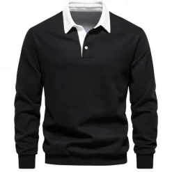 New OUKU Men's Sweatshirt Black Yellow Navy Blue Brown Dark Gray Lapel Color Block Patchwork Sports & Outdoor Daily Holiday Polyester Streetwear Basic Casual Spring & Fall Clothing Apparel Hoodies