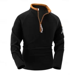 New OUKU Men's Sweatshirt Polar Fleece Quarter Zip Sweatshirt Black Army Green Navy Blue Khaki Half Zip Plain Pocket Sports & Outdoor Daily Holiday Streetwear Cool Casual Spring & Fall Clothing Apparel