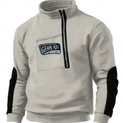 New OUKU Men's Sweatshirt Polar Fleece Quarter Zip Sweatshirt Tactical Black Pink Khaki Gray Half Zip Plain Sports & Outdoor Daily Holiday Streetwear Cool Retro Winter Spring & Fall Clothing Apparel Hoodies