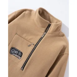 New OUKU Men's Sweatshirt Polar Fleece Quarter Zip Sweatshirt Tactical Black Pink Khaki Gray Half Zip Plain Sports & Outdoor Daily Holiday Streetwear Cool Retro Winter Spring & Fall Clothing Apparel Hoodies