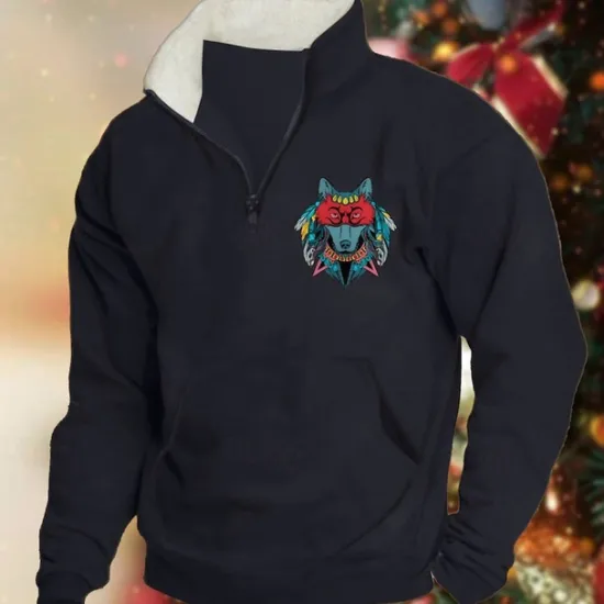 Best OUKU Men's Sweatshirt Pullover Hoodie Sweatshirt Quarter Zip Sweatshirt Black Army Green Red Navy Blue Khaki Half Zip Graphic Print Print Quarter Zip Christmas Daily Holiday Other Prints Polyester