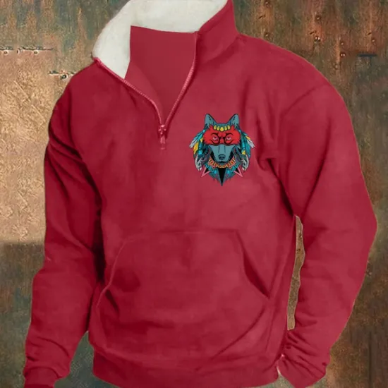 Best OUKU Men's Sweatshirt Pullover Hoodie Sweatshirt Quarter Zip Sweatshirt Black Army Green Red Navy Blue Khaki Half Zip Graphic Print Print Quarter Zip Christmas Daily Holiday Other Prints Polyester