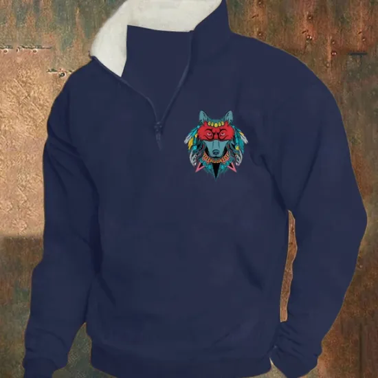 Best OUKU Men's Sweatshirt Pullover Hoodie Sweatshirt Quarter Zip Sweatshirt Black Army Green Red Navy Blue Khaki Half Zip Graphic Print Print Quarter Zip Christmas Daily Holiday Other Prints Polyester