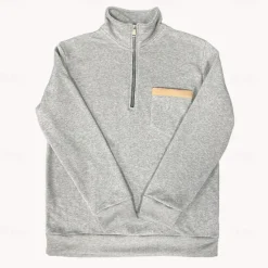 Best OUKU Men's Sweatshirt Quarter Zip Sweatshirt Black Army Green Red Navy Blue Light Grey Half Zip Plain Pocket Sports & Outdoor Daily Holiday Casual Tactical Spring & Fall Clothing Apparel Hoodies